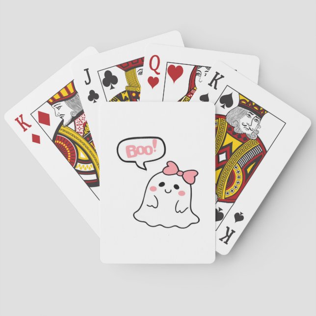 Boo! Cute Boo Minimal Clean Playing Cards (Back)