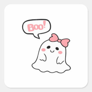 Boo! Cute Boo Minimal Clean Square Sticker