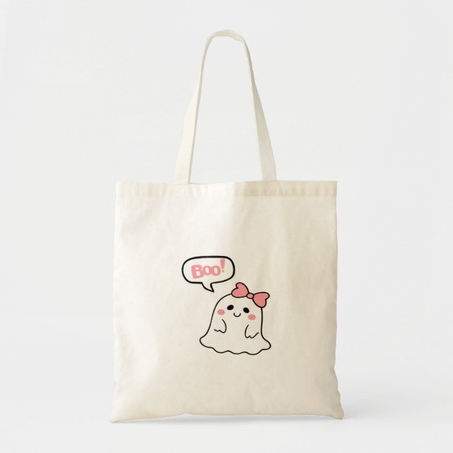 Boo! Cute Boo Minimal Clean Tote Bag (Front)