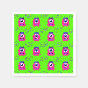 Boo! Cute Funny Spooky Monsters Halloween Napkin