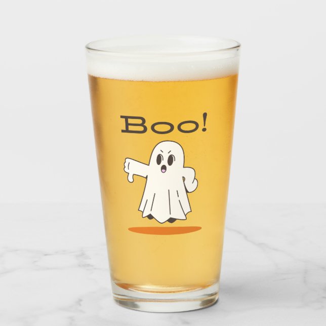 Boo! Cute Ghost Funny Halloween Pint Glass (Front Filled)