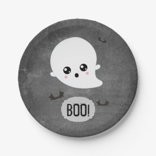 Boo Cute Ghost Halloween Party Paper Plate