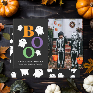 Boo Cute Ghost Halloween Photo Card