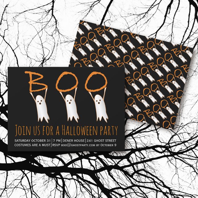 Boo cute ghosts modern Halloween party Invitation (Creator Uploaded)