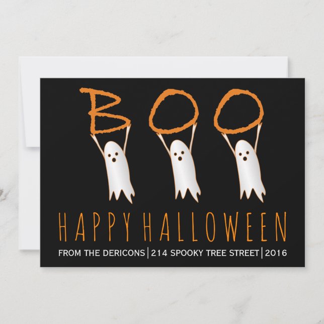 Boo! cute ghosts modern Happy Halloween (Front)