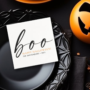 Boo Cute Happy Halloween White Napkin
