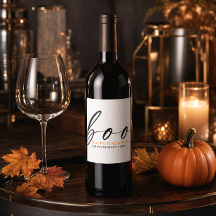 Boo Cute Happy Halloween White Wine Label