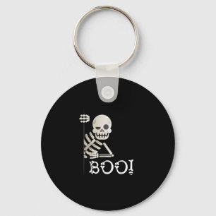 Boo! Cute Hiding Peekaboo Scary Kids Halloween Ske Key Ring