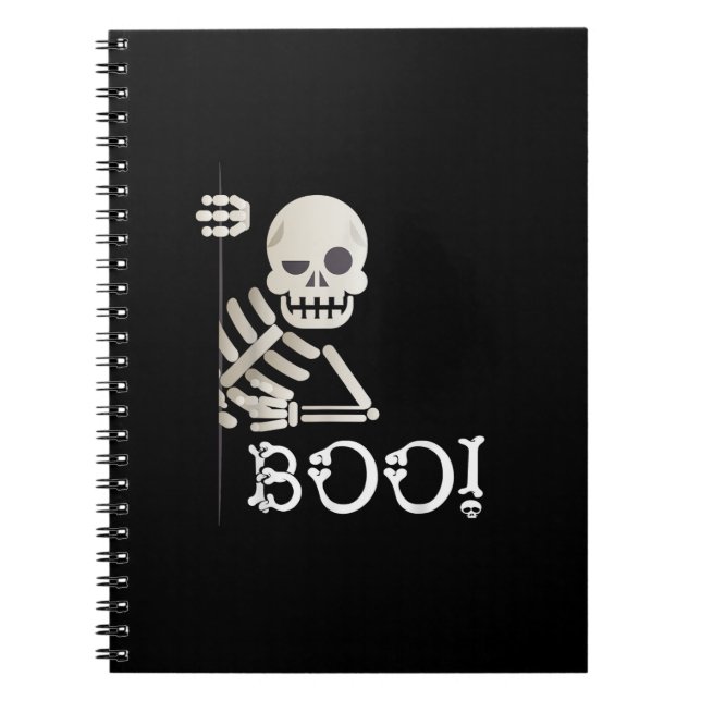 Boo! Cute Hiding Peekaboo Scary Kids Halloween Ske Notebook (Front)