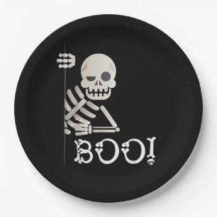 Boo! Cute Hiding Peekaboo Scary Kids Halloween Ske Paper Plate
