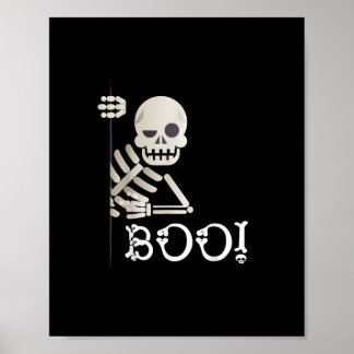 Boo! Cute Hiding Peekaboo Scary Kids Halloween Ske Poster