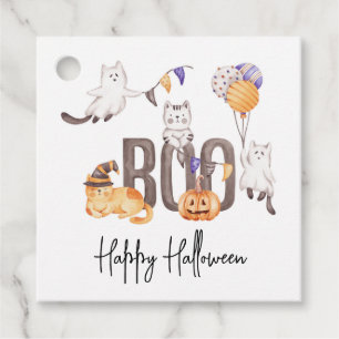 Boo Cute Kid's Happy Halloween Cats Ghosts Pumpkin Favour Tags
