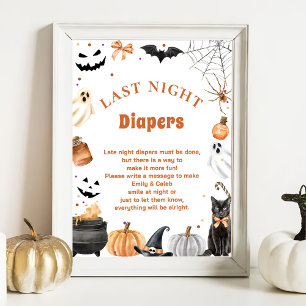Boo Cute  "Late Night Diapers" Baby Shower Game Poster