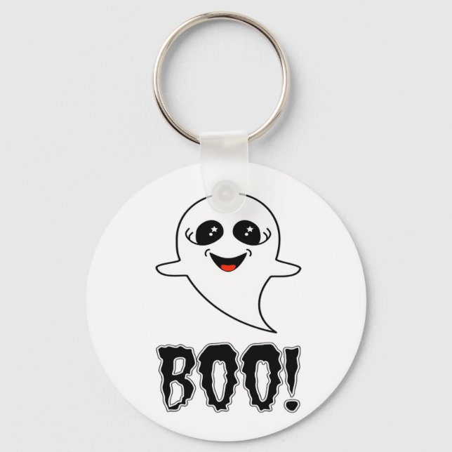 Boo! Cute Little Halloween By Lucas Retro Classic Key Ring (Front)