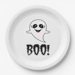 Boo! Cute Little Halloween By Lucas Retro Classic Paper Plate