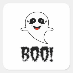 Boo! Cute Little Halloween By Lucas Retro Classic Square Sticker