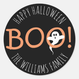 BOO! Cute Scary Ghost Happy Halloween Party Favour Classic Round Sticker