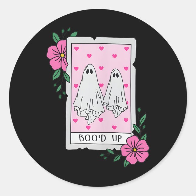 Boo’d Up Ghost Tarot Halloween Funny Ghost  Classic Round Sticker (Front)