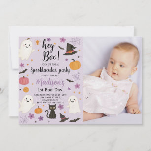 Boo Day 1st Birthday Invitation   Cute Ghost Hey