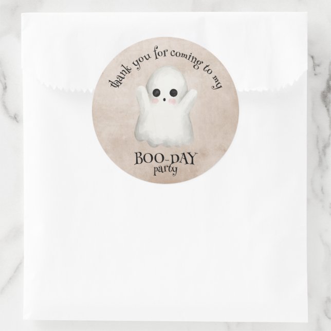 Boo Day Kawaii Ghost Halloween Birthday Classic Round Sticker (Bag)