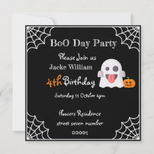 BOO DAY PARTY Kids Birthday card invitation