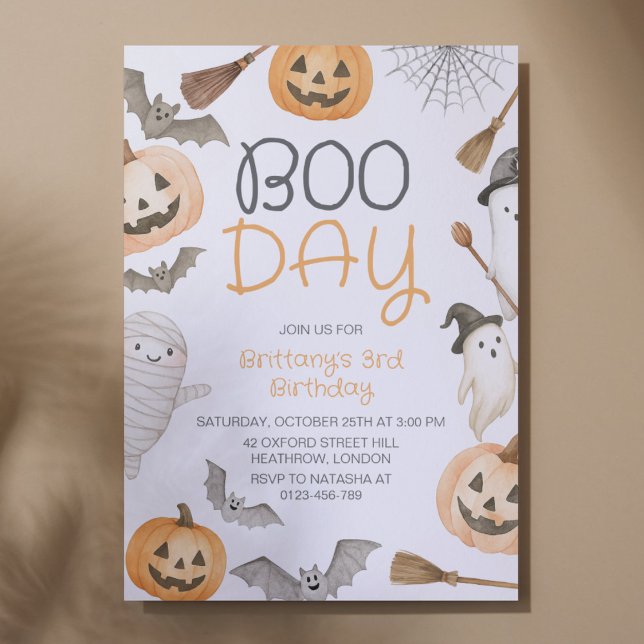 Boo Day Spooky Halloween Birthday Invitation (Creator Uploaded)