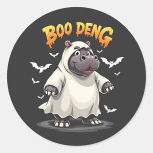 Boo Deng Ghost Baby Pygmy Hippo Moo Deng Halloween Classic Round Sticker