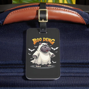 Boo Deng Ghost Baby Pygmy Hippo Moo Deng Halloween Luggage Tag