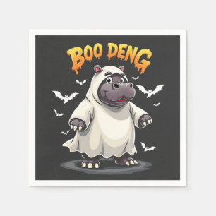 Boo Deng Ghost Baby Pygmy Hippo Moo Deng Halloween Napkin