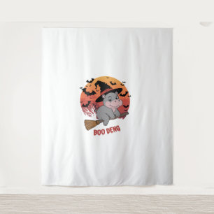 Boo Deng Hippo Halloween Moo Deng Baby Hippo Long Tapestry