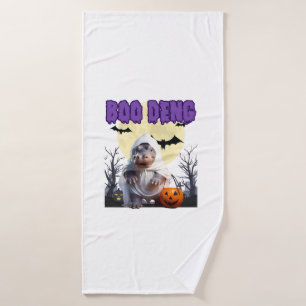 Boo Deng Moo Deng Cute Baby Pygmy Hippo Halloween Bath Towel
