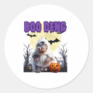 Boo Deng Moo Deng Cute Baby Pygmy Hippo Halloween Classic Round Sticker