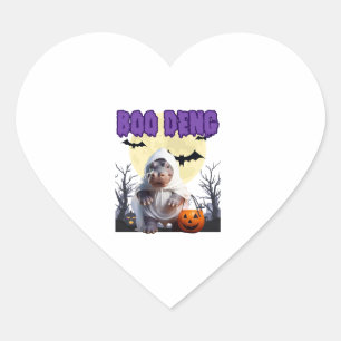 Boo Deng Moo Deng Cute Baby Pygmy Hippo Halloween Heart Sticker