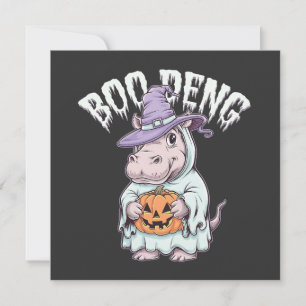 Boo deng Spooky Halloween Moo Deng Baby Hippo Card