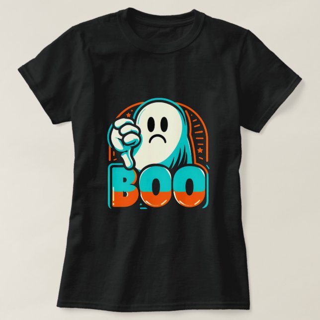Boo Disapproving Grumpy Halloween Ghost Design T-Shirt (Design Front)