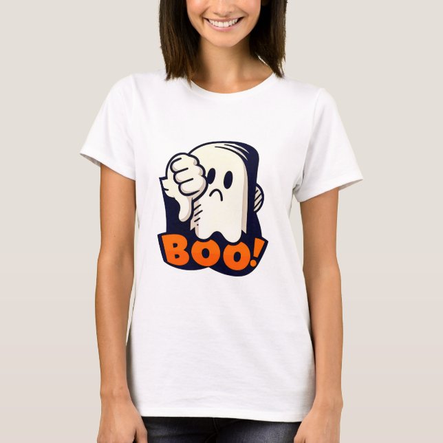 Boo Disapproving Grumpy Halloween Ghost Design T-Shirt (Front)