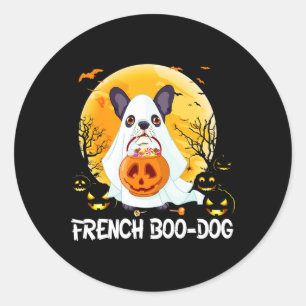 Boo Dog Frenchie French Bulldog Boo Halloween Fun  Classic Round Sticker