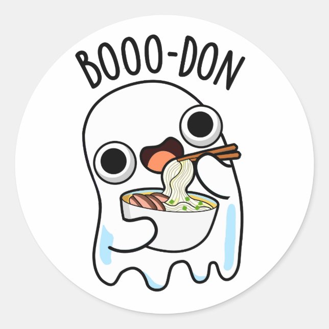 Boo-don Funny Ghost Udon Pun  Classic Round Sticker (Front)