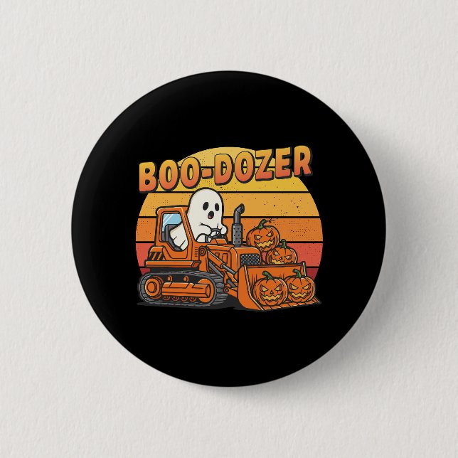Boo Dozer Ghost Funny Halloween 6 Cm Round Badge (Front)