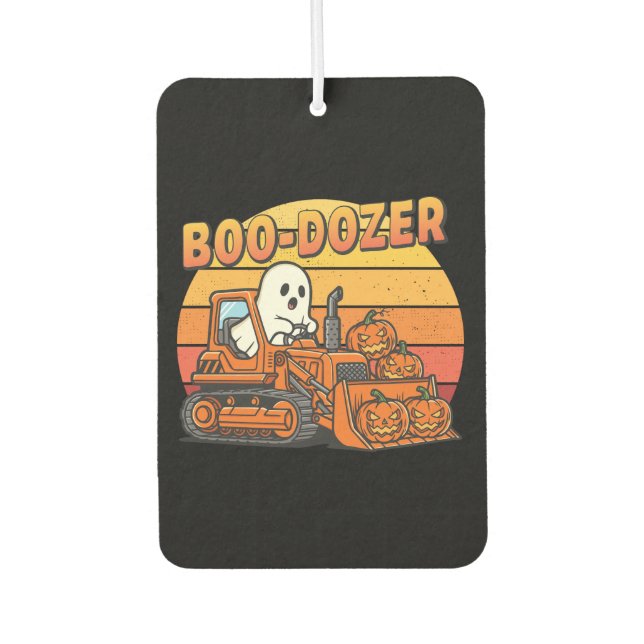 Boo Dozer Ghost Funny Halloween Car Air Freshener (Front)