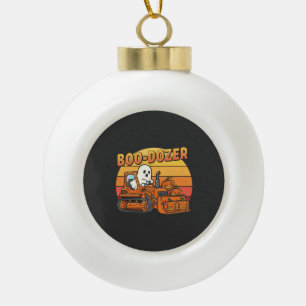 Boo Dozer Ghost Funny Halloween Ceramic Ball Christmas Ornament