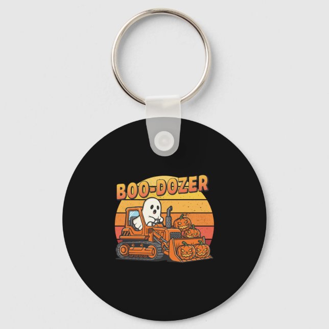 Boo Dozer Ghost Funny Halloween Key Ring (Front)