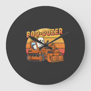 Boo Dozer Ghost Funny Halloween Large Clock