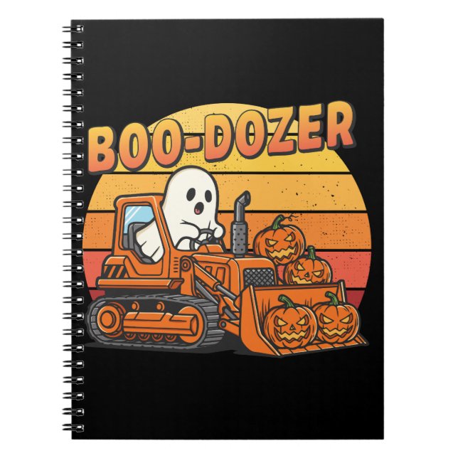 Boo Dozer Ghost Funny Halloween Notebook (Front)