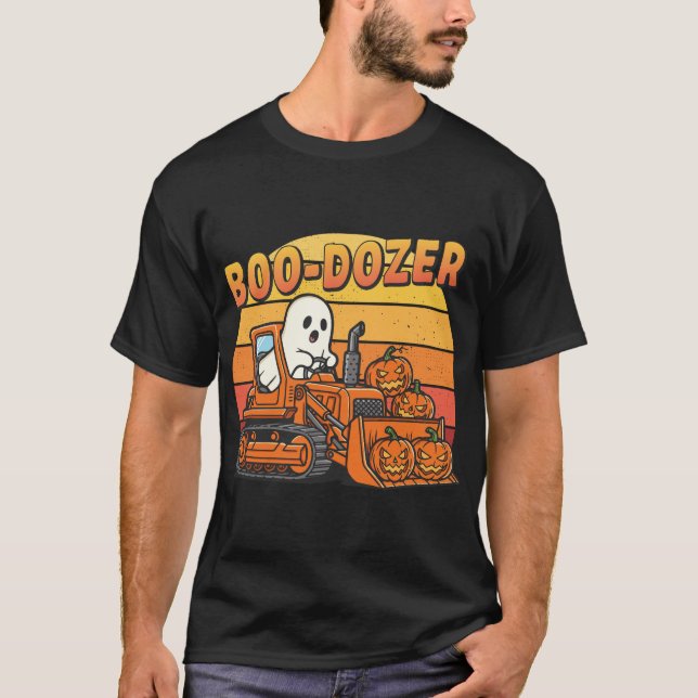 Boo Dozer Ghost Funny Halloween T-Shirt (Front)