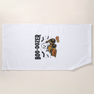 Boo-Dozer Halloween Ghost Bulldozer Design_1 Beach Towel