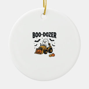 Boo-Dozer Halloween Ghost Bulldozer Design_1 Ceramic Ornament