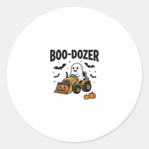 Boo-Dozer Halloween Ghost Bulldozer Design_1 Classic Round Sticker