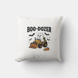 Boo-Dozer Halloween Ghost Bulldozer Design_1 Cushion