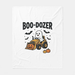 Boo-Dozer Halloween Ghost Bulldozer Design_1 Fleece Blanket